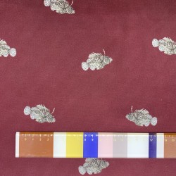 Шелк натуральный 100% Бордо с принтом рыбы