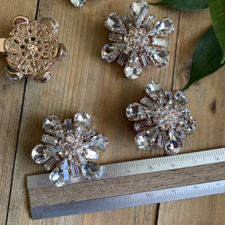 Пуговицы из золотистого металла со стразами кристалл