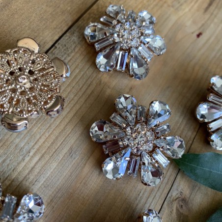 Пуговицы из золотистого металла со стразами кристалл