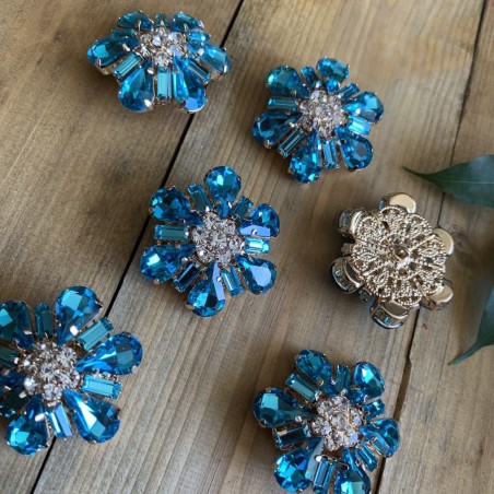Пуговицы крупные бирюзовые кристаллы в оправе из золотистого металла