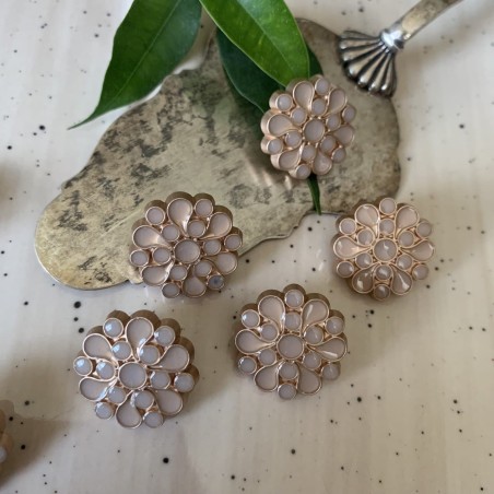 Пуговицы золотистые с бежевой эмалью, на ножке, 20 мм