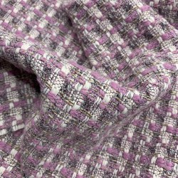 Твид лавандовый, с вплетением молочных и чёрных нитей
