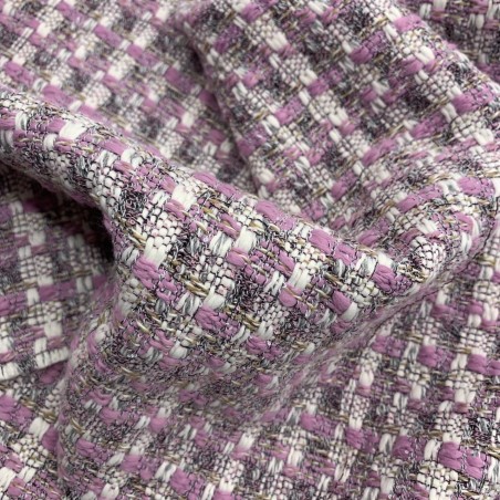 Твид лавандовый, с вплетением молочных и чёрных нитей