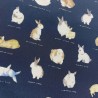 Шелк 100% натуральный темно-синий с принтом кролики
