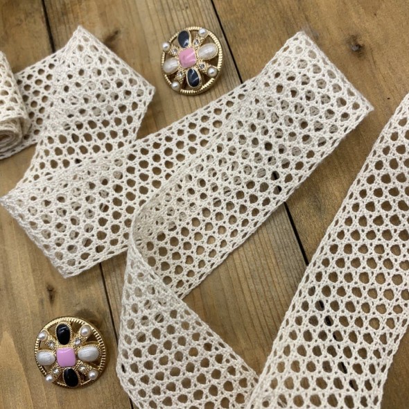 Кружево хлопковое ажурное молочное 32 мм