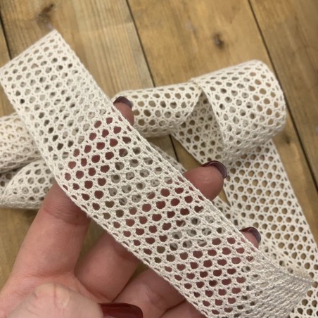Кружево хлопковое ажурное молочное 32 мм