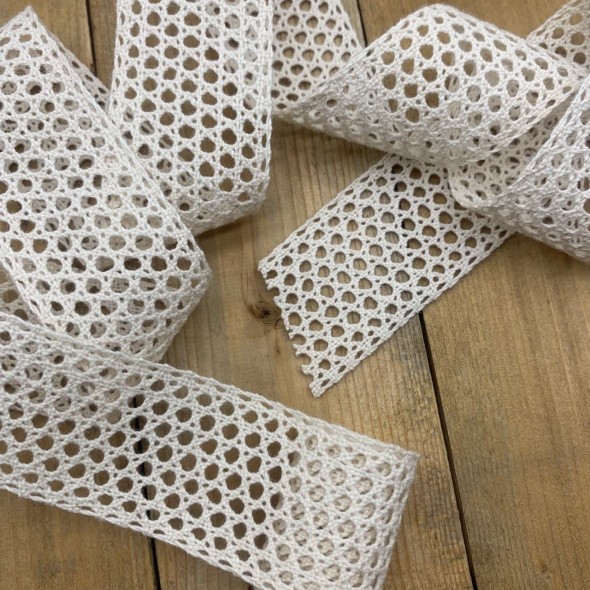 Кружево хлопковое ажурное молочное 32 мм