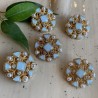 Пуговицы металлические золотистые в форме снежинки с голубыми вставками, 25 мм