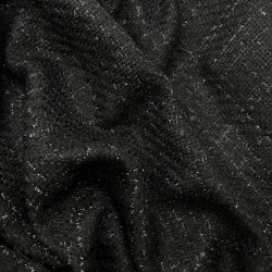 Твид однотонный классический чёрный с блестящей нитью в тон