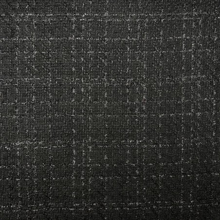 Твид однотонный классический чёрный с блестящей нитью в тон