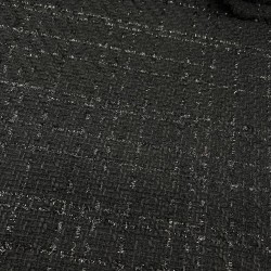 Твид однотонный классический чёрный с блестящей нитью в тон