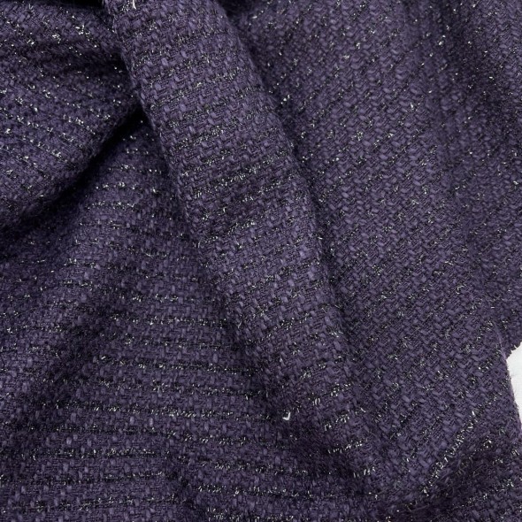 Твид однотонный классический фиолетовый с блестящей нитью в тон