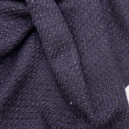 Твид однотонный классический фиолетовый с блестящей нитью в тон