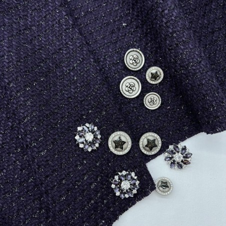 Твид однотонный классический фиолетовый с блестящей нитью в тон