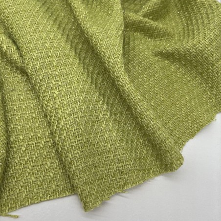 Твид однотонный классический лаймовый с блестящей нитью в тон