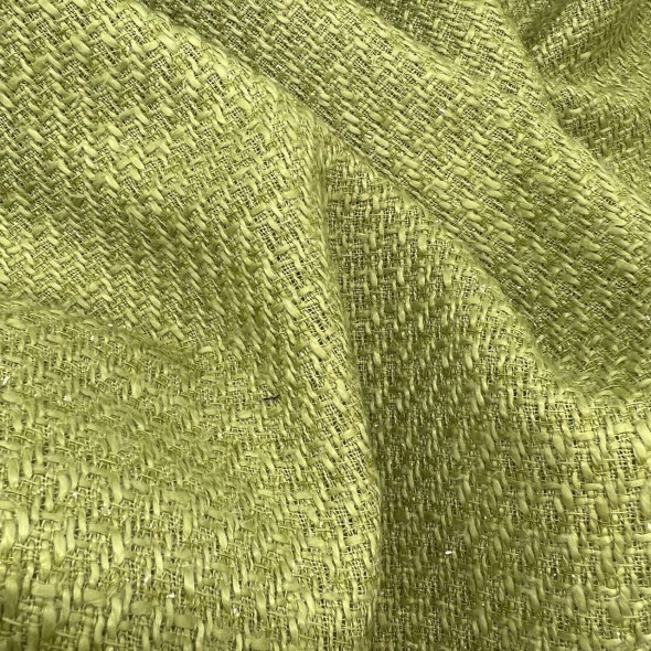Твид однотонный классический лаймовый с блестящей нитью в тон