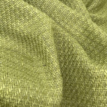 Твид однотонный классический лаймовый с блестящей нитью в тон