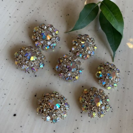 Пуговицы со стразами хамелеон в оправе из серебристого металла, 22 мм