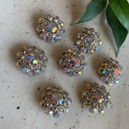 Пуговицы со стразами хамелеон в оправе из серебристого металла, 22 мм