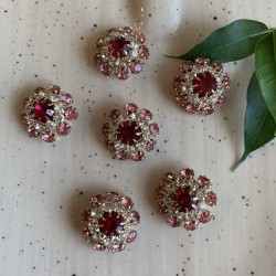 Пуговицы со стразами розового цвета и тёмной фуксии, 22 мм