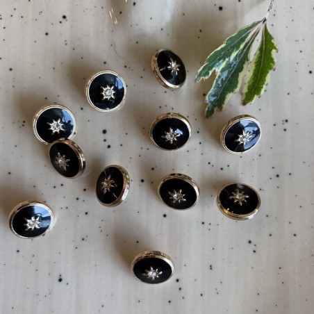 Пуговицы блузочные на ножке, золотистые с чёрной эмалью,12 мм