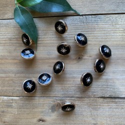 Пуговицы блузочные на ножке, золотистые с чёрной эмалью,12 мм