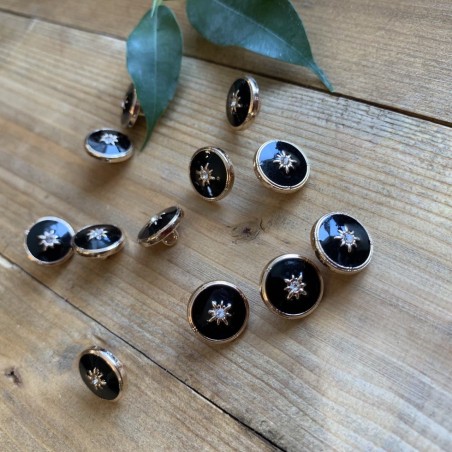 Пуговицы блузочные на ножке, золотистые с чёрной эмалью,12 мм