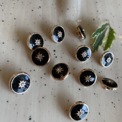 Пуговицы блузочные на ножке, золотистые с чёрной эмалью,12 мм