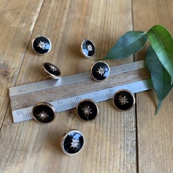 Пуговицы блузочные на ножке, золотистые с чёрной эмалью,12 мм