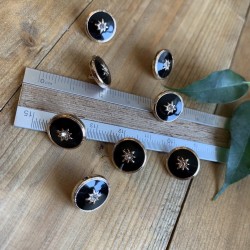 Пуговицы блузочные на ножке, золотистые с чёрной эмалью,12 мм