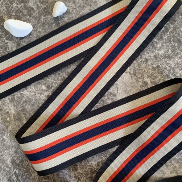 Тесьма репсовая полосатая, 3.8 см, для отделки одежды