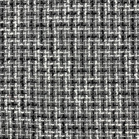 Ткань твид серый в клетку с белыми и чёрными нитями