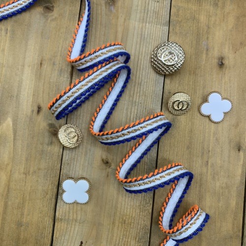 Тесьма декоративная текстильная с тонкой золотистой цепочкой