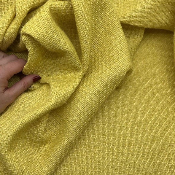 Твид однотонный классический ярко-желтый с блестящей нитью в тон