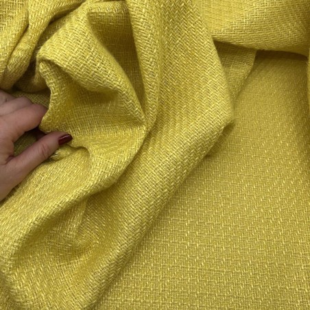 Твид однотонный классический ярко-желтый с блестящей нитью в тон