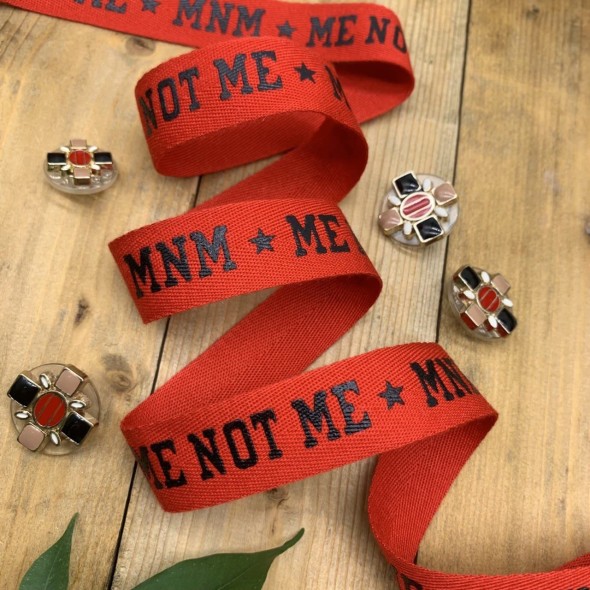 Лента репсовая красная с принтом черного цвета