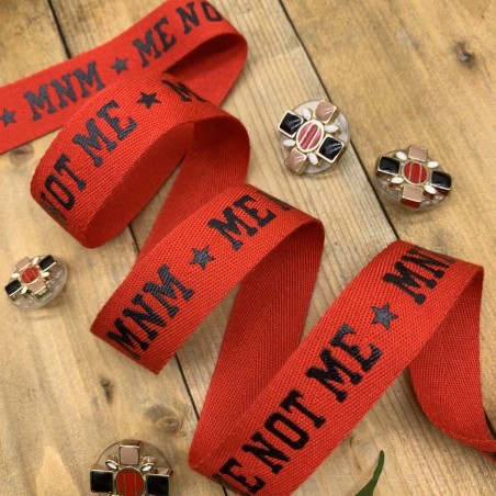 Лента репсовая красная с принтом черного цвета