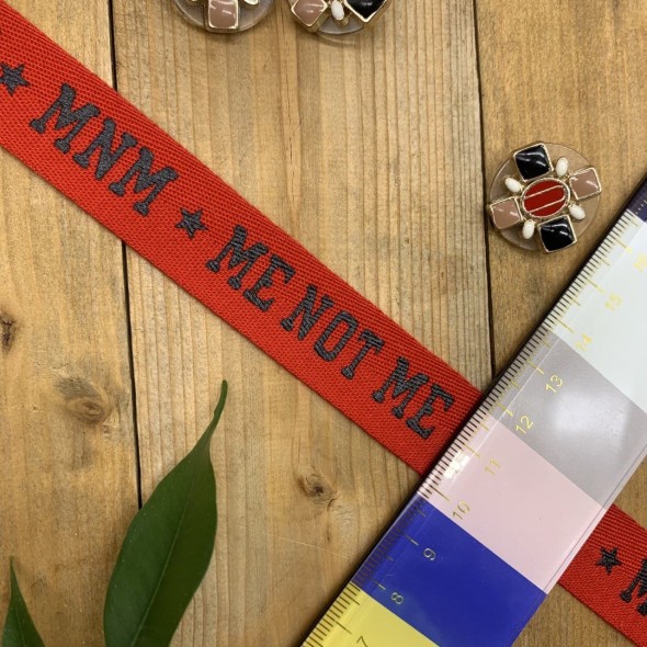 Лента репсовая красная с принтом черного цвета