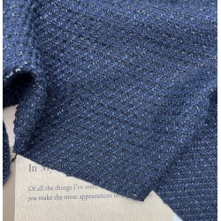Твид однотонный классический темно-синий с блестящей нитью в тон
