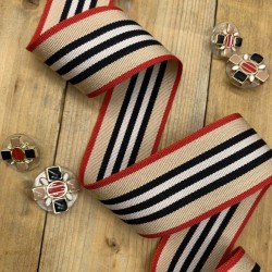 Репсовая тесьма бежевая в полоску,3 см