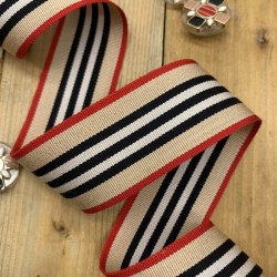 Репсовая тесьма бежевая в полоску,3 см