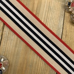 Репсовая тесьма бежевая в полоску,3 см