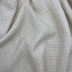 Твид однотонный классический сливочно-молочный с блестящей нитью в тон