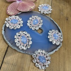 Овальные пуговицы со стразами ярко-голубого цвета