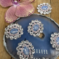 Овальные пуговицы со стразами ярко-голубого цвета