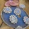 Овальные пуговицы со стразами ярко-голубого цвета