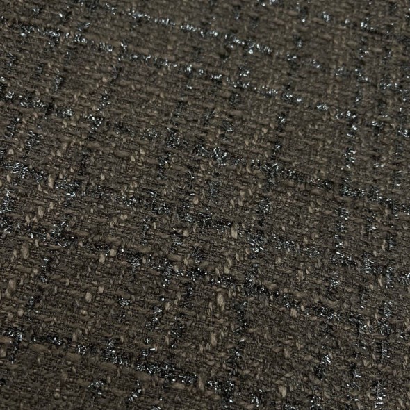 Твид однотонный классический шоколадно-коричневый с блестящей нитью в тон