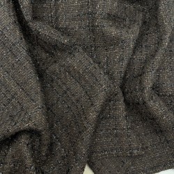 Твид однотонный классический шоколадно-коричневый с блестящей нитью в тон