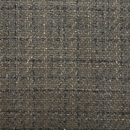 Твид однотонный классический шоколадно-коричневый с блестящей нитью в тон