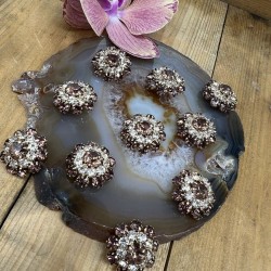 Пуговицы с брусничными стразами в оправе из серебристого металла, 22 мм